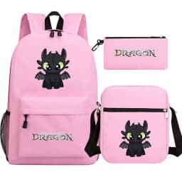 Toothless Dragon Night Fury Backpack Schoolbag Shoulder Bag Pencil Case Set for Kids Students