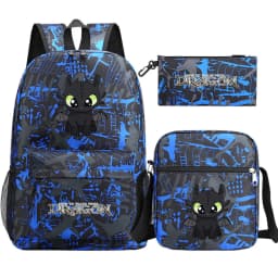 Toothless Dragon Night Fury Backpack Schoolbag Shoulder Bag Pencil Case Set for Kids Students