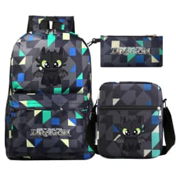 Toothless Dragon Night Fury Backpack Schoolbag Shoulder Bag Pencil Case Set for Kids Students