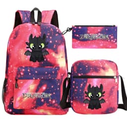 Toothless Dragon Night Fury Backpack Schoolbag Shoulder Bag Pencil Case Set for Kids Students