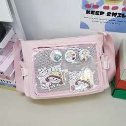 Preppy Style Candy Colour Cute Shoulder Bag Anime Expo Transparent Badge Display Messenger Bag Women Doll Itabag Crossbody Bag