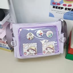 Preppy Style Candy Colour Cute Shoulder Bag Anime Expo Transparent Badge Display Messenger Bag Women Doll Itabag Crossbody Bag