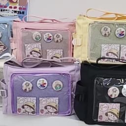 Preppy Style Candy Colour Cute Shoulder Bag Anime Expo Transparent Badge Display Messenger Bag Women Doll Itabag Crossbody Bag
