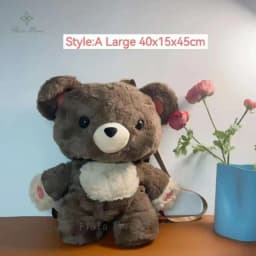 Y2k Cute Plush Brown Bear Backpack Kawaii Soft Animal Knapsack High Quality Lolita Furry Shoulder Bag Fashion Girl Birthday Gift