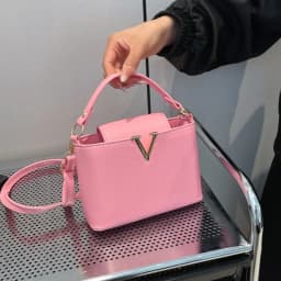 Luxury Women's Tote Bag, Chic V Shaped Stylish Pu Leather Bucket Bag, Top Cover Handbag Women Shoulder Crossbody Bags for Woman