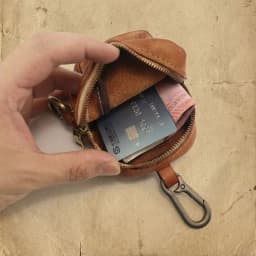 Men's Coin Purse, Genuine Leather Mini Coin Wallet Zipper Pocket with Back Belt Loop, Lightweight Keychain Pouch for Men