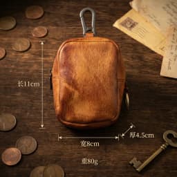 Men's Coin Purse, Genuine Leather Mini Coin Wallet Zipper Pocket with Back Belt Loop, Lightweight Keychain Pouch for Men