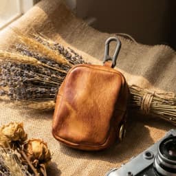 Men's Coin Purse, Genuine Leather Mini Coin Wallet Zipper Pocket with Back Belt Loop, Lightweight Keychain Pouch for Men