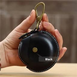 Handcrafted Storage Bags, Genuine Leather Small Round Bags, Portable and Creative Bluetooth Earphone Cases, High-End Gift Boxes,