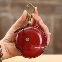 Handcrafted Storage Bags, Genuine Leather Small Round Bags, Portable and Creative Bluetooth Earphone Cases, High-End Gift Boxes,
