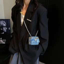 Lingge Chain Mini Shoulder Bag Women's Chain Handbag Retro Commuting Decoration Lipstick Crossbody Bag Dinner Bag Purse