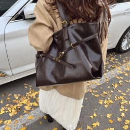 Vintage Oil-Waxed Pu Leather Tote Shoulder Bag Large Capacity with Decorative Belt for Work Travel 16-inch Laptop A4 Documents