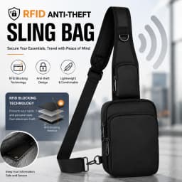 Fashionable Casual RFID Anti-Theft Sling Bag for Men's, Street Sports Chest Bag Simple Lightweight Shoulder Bag for Commuting