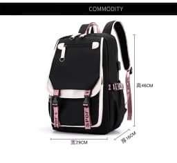 Teenager School Backpack for Students Daily Bagpack Backpacks for Girl Black Cat Cartoon School Bag with Pen Lunch Bags 3pcs/set
