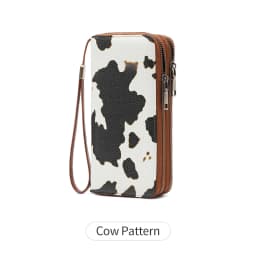 MIYIN Retro RFID Anti-theft Tri-fold Wallet Leopard Print Large Capacity Double Zipper Handbag Women's Clutch with Wrist Strap