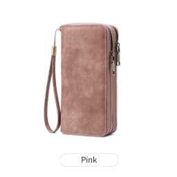 MIYIN Retro RFID Anti-theft Tri-fold Wallet Leopard Print Large Capacity Double Zipper Handbag Women's Clutch with Wrist Strap