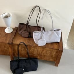 CEEKAY Women's Tote Bag Dark Soft PU Leather Large Shoulder Handbag Drawstring Detail with Mini Pouch Daily Casual Commute Style