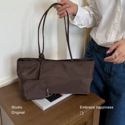 CEEKAY Women's Tote Bag Dark Soft PU Leather Large Shoulder Handbag Drawstring Detail with Mini Pouch Daily Casual Commute Style