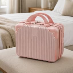 Travel-Friendly 14" Handheld Cosmetic Case with Sturdy Lock, Compact Makeup Storage Organizer