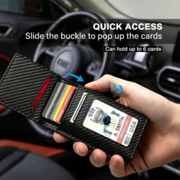 Men's RFID Blocking Wallet Slim Pop-Up Credit Card Holder Carbon Fiber Pattern Business Wallet Minimalist Card Wallet for Men