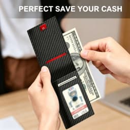 Men's RFID Blocking Wallet Slim Pop-Up Credit Card Holder Carbon Fiber Pattern Business Wallet Minimalist Card Wallet for Men