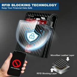 Men's RFID Blocking Wallet Slim Pop-Up Credit Card Holder Carbon Fiber Pattern Business Wallet Minimalist Card Wallet for Men