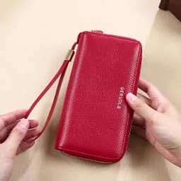 GERUOLA Genuine Leather Wallet with Wrist Strap - Anti-Theft RFID Blocking, Zippered Coin Pocket, Credit Card Slots & ID Holder