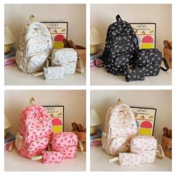 3 Set Large Capacity Backpack Nylon School Bag Adjustable Strap College Bag Travel Backpack Student Backpack