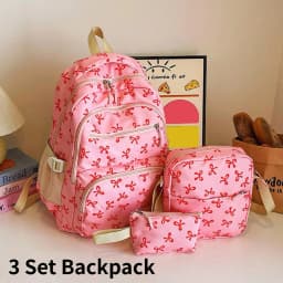 3 Set Large Capacity Backpack Nylon School Bag Adjustable Strap College Bag Travel Backpack Student Backpack