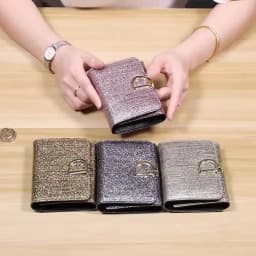 Bright Fashion Women Cowhide Leather Wallet Anti Rfid Card Holder Short Purse for Girl