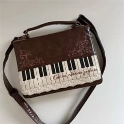 Piano Brown Square Messenger Bag Backpack Women Harajuku Vintage Handle Crossbody Bags Ladies Fairy Core Aesthetic Handbag 2025