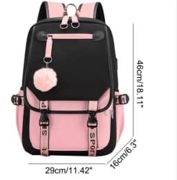 Pink Backpack Graphic Gold Printed Letter Flower A-Z Alphabet Shoulders Bag Teenage Fashion Girl Backpack High School Backpacks