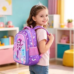 Kids Backpack Purple Girl Elementary Primary School Backpacks Kindergarten Bookbags 3D Mermaid Cute Children Shoulder School Bag
