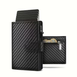 Slim RFID Blocking Men's Wallet with Pop up Card Holder Automatic Credit Card Case