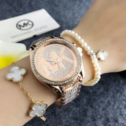 Michael Kors New Fashionable and Elegant Women's Watch Wallet MK Light Luxury Pink Plate Large Letter Watch Bag Exquisite Gift
