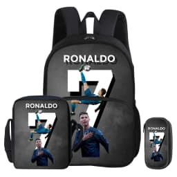 Ronaldo 3Pcs Set with Front Pocket Backpack Football Sport Shoulder Bag CR Football Star Pencil Bag Student School Bags Rucksack