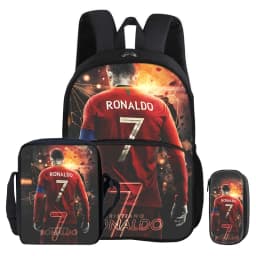 Ronaldo 3Pcs Set with Front Pocket Backpack Football Sport Shoulder Bag CR Football Star Pencil Bag Student School Bags Rucksack