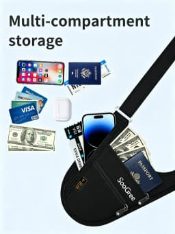 SooGree RFID Blocking Anti-theft Underarm Travel Pouch Hidden Security Shoulder Bag Passport Card Phone Holder Wallet Men Women