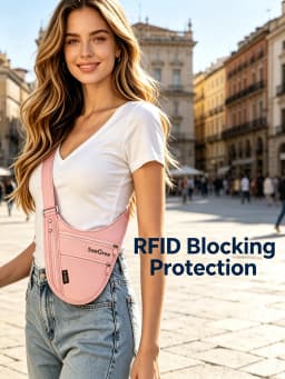 SooGree RFID Blocking Anti-theft Underarm Travel Pouch Hidden Security Shoulder Bag Passport Card Phone Holder Wallet Men Women