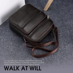 Natural Leather Men's Leather Handbag Small Size Tablet Compartment Genuine Leather Shoulder Bag Shoulder Strap Messenger Style