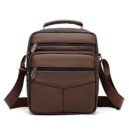 Natural Leather Men's Leather Handbag Small Size Tablet Compartment Genuine Leather Shoulder Bag Shoulder Strap Messenger Style