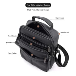 Natural Leather Men's Leather Handbag Small Size Tablet Compartment Genuine Leather Shoulder Bag Shoulder Strap Messenger Style