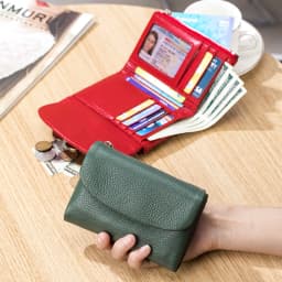 Coin Purse Genuine Cow Leather Short Wallet Trifold for Small Women's Purses Clutch Cowhide Card Holder Travel Card Wallets