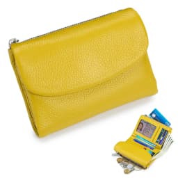 Coin Purse Genuine Cow Leather Short Wallet Trifold for Small Women's Purses Clutch Cowhide Card Holder Travel Card Wallets