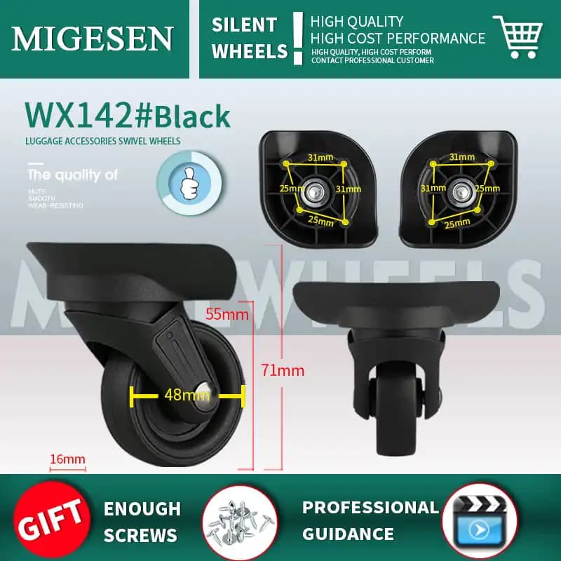 Suitable for OSDY A-819 Luggage Repair Hand Crank Universal Wheel Caster Rubber Trolley Parts Hot Sale Mute Resistant Wheels