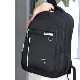 Daily Minimalist Black Oxford Laptop Backpack Breathable Back Panel, Simple Large Rucksack For Campus Casual Street Matching