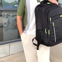 Daily Minimalist Black Oxford Laptop Backpack Breathable Back Panel, Simple Large Rucksack For Campus Casual Street Matching