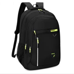 Daily Minimalist Black Oxford Laptop Backpack Breathable Back Panel, Simple Large Rucksack For Campus Casual Street Matching