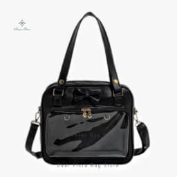 Y2K Cute Bow Ita Bag Girl Transparent Messenger Bag Women Fashion Shoulder Crossbody Bag Ladys DIY Badge Tote Bag Lolita Handbag