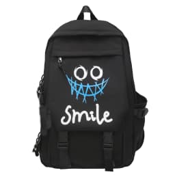Pocket Front Backpack, Preppy Style Solid Color Nylon Bookbag, Kawaii Large Capacity Double Handle School Bag